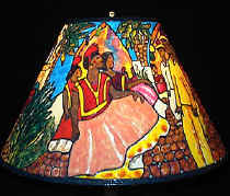SOLD Oasis lampshade -- Diego Rivera Inspired